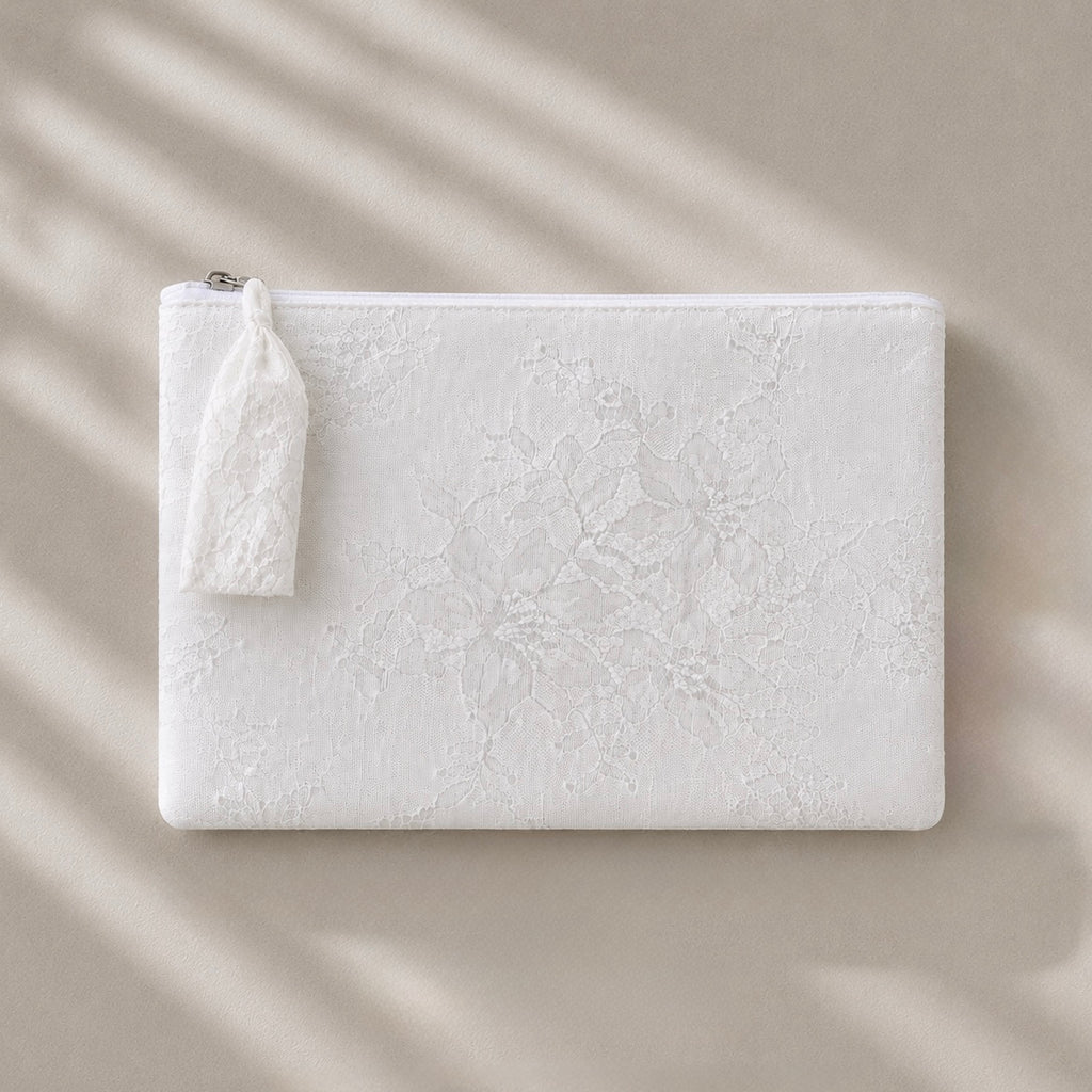 Flat White Lace Pouch Small