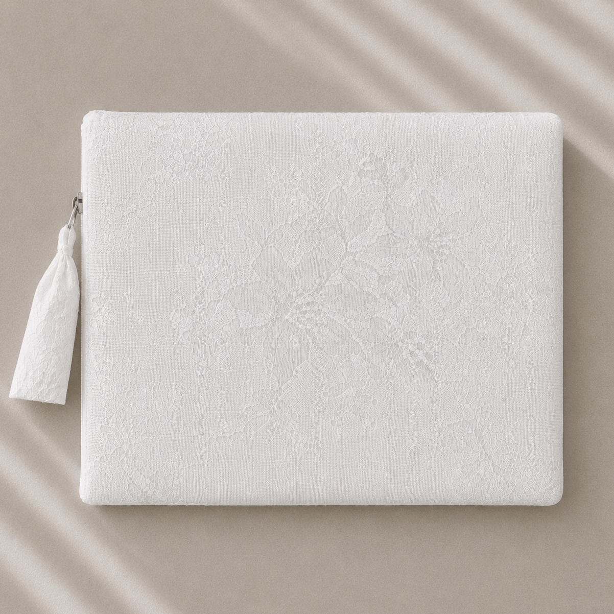 Flat White Lace Pouch Large