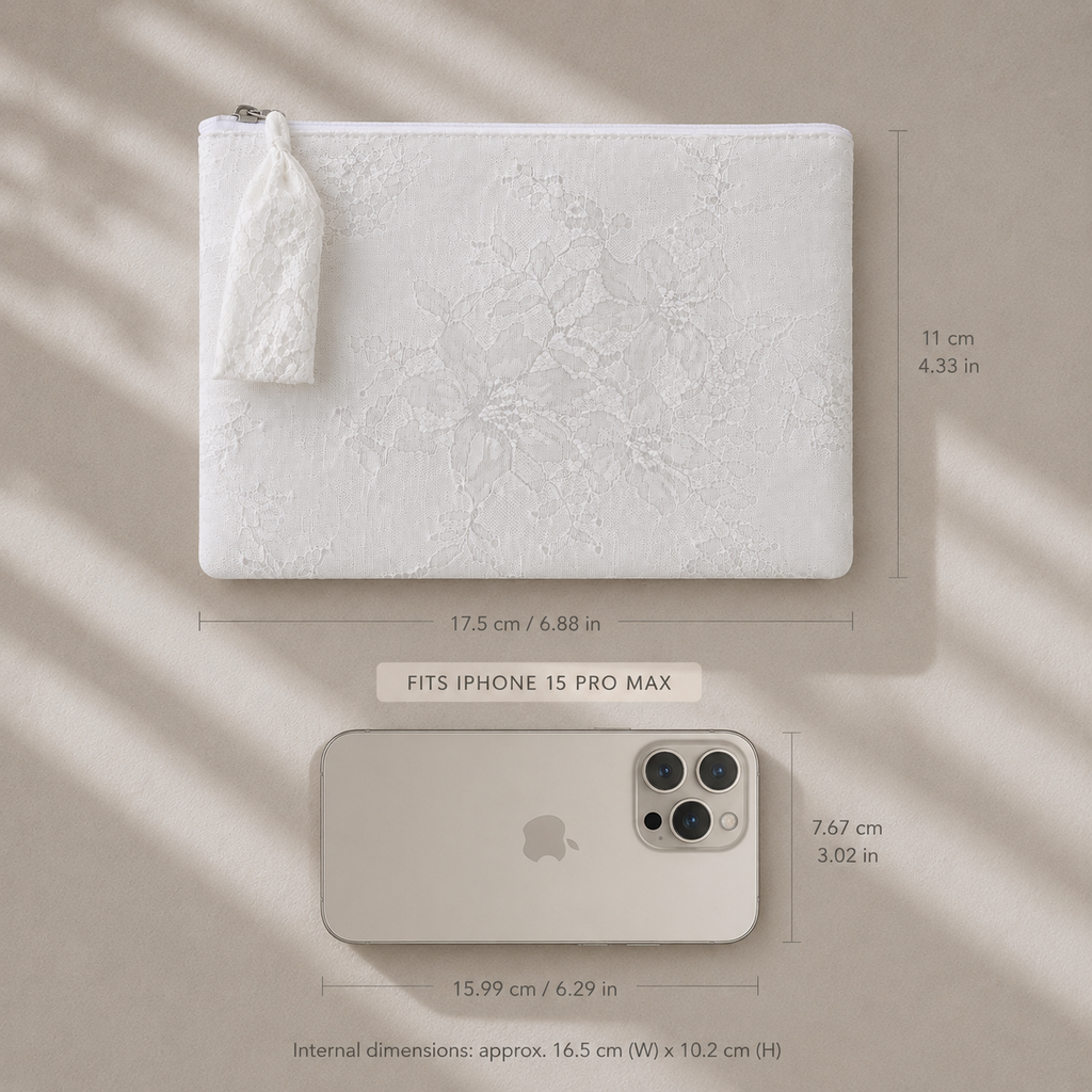 Flat White Lace Pouch Small
