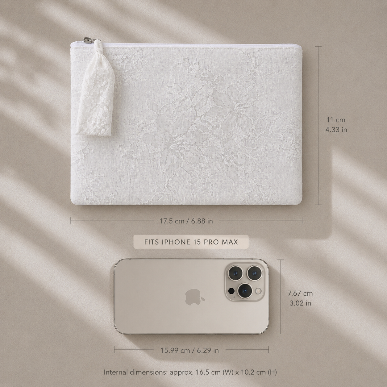 Flat White Lace Pouch Small