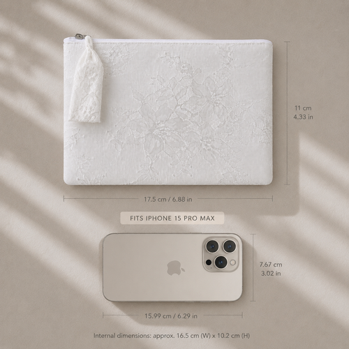 Flat White Lace Pouch Small